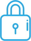 Икона на ключалка, очертана в синьо.